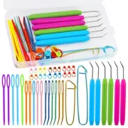 45 Pieces Knitting Loom Hooks Set, Colorful Large Eye Bent Tapestry Needles, ...