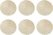 6pcs Metallic Round Coffee Coasters 10cm Hollowed-Out Cup Coaster Non-Slip Drinks Coasters Gold Round Coasters PVC Insulation Pads Mats Heat Resistant for Coffee Table, Kitchen, Office, Bar