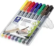 Staedtler Lumocolor 318 Permanent Fine Tip Marker Pen, Assorted (Pack of 8)