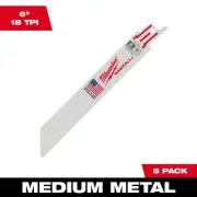 Milwaukee Thin Kerf Metal-Cutting Sawzall Blades, 5-Pk., 6in. Length, 18 TPI,