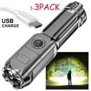 Rechargeable LED Flashlight Tactical Police Super Bright Torch Zoomable Lamp