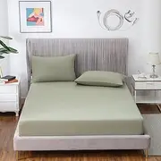 [JIUMIWA] Ground Sheet King Size with 5m Cord, 90% Organic Cotton + 10% Silver Fiber, Con ductive Earth Bed Sheets for Better Sleep and Wellness (Green, King - 193x203x33cm)