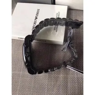 Emporio Armani AR1509陶瓷三眼計時腕錶-黑x44mm