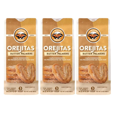 Orejitas Cookies, 3.4 Ounce (Pack of 3), Flaky and Crunchy Mexican Inspired Mini