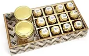 Jaiccha Ghasitaram Printed Blue Tray of Channa Laddoos, Roasted Cashews and Almonds Jars|Diwali Gift,Holi,Rakhi,Valentine,Christmas,Birthday,Anniversary,Her,Him|