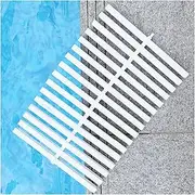Pool Drain Overflow Grating,Channel Grating Cover Drain Grate,White Outdoor Drainage Grate,for Pool Fences(20cm/6pcs)