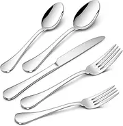 [Herogo] 18/10 Stainless Steel Silverware Set, 40-Piece Fancy Flatware Cutlery Set for 8, Modern Tableware Eating Utensils Set for Home Restaurant Wedding, Mirror Polished, Dishwasher Safe