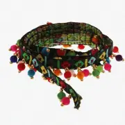 BohoBead Black Fringe Trim - 1 Yard of Ethnic Style Pompom Ribbon for DIY Sewing