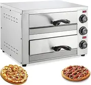 Electric Pizza Oven, Commercial Countertop Double Deck Pizza Oven with Timer & Temperature Control, Electric Luxury Multifunctional Snack Toaster Oven for Home and Commercial Use