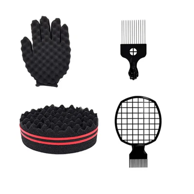 Set Esponja Rizos Magica Peine Metalico y Peines Estilo para Cabello Afro