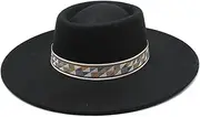 [Hcclijo] Women Retro Felt Panama Hat Wool Wide Brim Fedora Hat Summer Winter Trilby Cap Gambler Hat