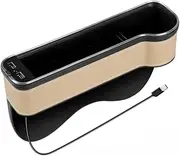ATATHXHQay New Car Crevice Storage Box with 2 USB Charger Colorful Seat Gap Slit Pocket Seat Organizer Card Phone Bottle Cups(Beige B)