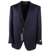 NWT $2195 CANALI Navy Blue and Burgundy Woven Stripe Wool Suit 48 S