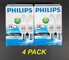 4 x 28W Clear B15 Candle Shaped Light Globes Bulbs Lamps Small Bayonet Halogen