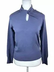 NEW Pearl by LELA ROSE Periwrinkle Knot Detail Knit Top Pullover