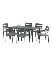 [Gardeon] Outdoor Dining Aluminum Table Chairs Set 7 Piece in Black