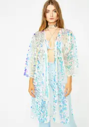 [Club Exx] Aqua Glimmer Goddess Sequin Kimono