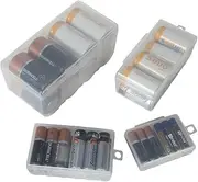 Home-X - Clear Battery Storage Cases (Set of 4), Stores and Organizes Batteries in a Hard, See-Through Case for Easy Access, Fits 12 AAA, 12 AA, 8 C, 8 D Batteries