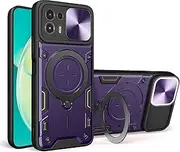 Compatible with Nokia G10 4G TA-1334 Cover,Compatible with Nokia G20 4G TA-1336 Car Mount Magnetic Stand Slide Lens 2 in 1 Case Purple