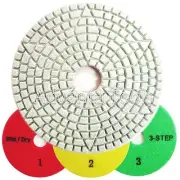 4” 3-Step Wet/Dry Diamond Polishing Pads for Granite Marble Stone - 3pcs Set