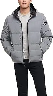 [DKNY] Men's Water Resistant Ultra Loft Hooded Logo Puffer Jacket (Standard and Big & Tall)