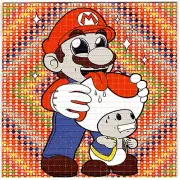 Super Mario Licking Toad Blotter Art Perforated Sheet Paper Psychedelic 7.5"