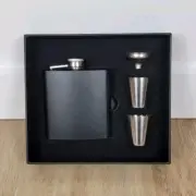 New 6oz. Matte Black Hip Flask With 2 Shot Glasses & 1 Funnel