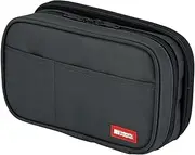 LIHIT LAB. Double Zipper Pen Case, 7.9 x 2.8 x 4.7 inches, Black (A7555-24)