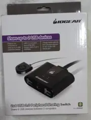 IOGEAR 2x4 USB 2.0 Peripheral Sharing Switch GUS402 New In Box Share Up To 4 USB