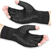 Vlela Copper Arthritis Compression Gloves Women Men Relieve Hand Pain Swelling and Carpal Tunnel Fingerless for Typing, Support for Joints