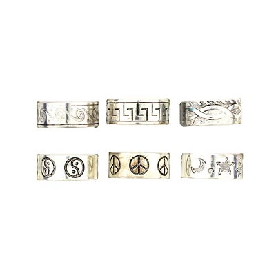 Zac's Alter Ego Set of 6 Adjustable Patterned Thumb Rings