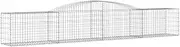 vidaXL Galvanized Iron Gabion Basket - Durable, Arched, Decorative, and Sound-Insulating Garden Barrier or Retaining Wall - 400 x 50 x 60/80cm - Silver