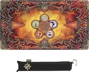 ENHANCE TCG Playmat - Tabletop Card Playmat with Stitched Edges, Smooth Surface, and Drawstring Travel Pouch - Compatible with MTG, YuGiOh, Pokemon, Lord of the Rings, and other TCG and LCG - Flames