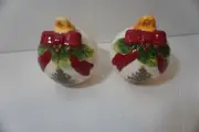 SPODE Christmas Balls Ornament Salt Peper Tree Ribbons Salt and Pepper Shakers N