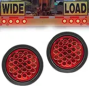 EZONEDEAL 2Pcs Round Red 24 LED Trailer Tail Lights IP64 Stop Brake Turn Tail Lights for Truck Trailer RV Jeep
