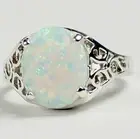 CREATED WHITE OPAL Sterling Silver Ring -Handmade • SR057