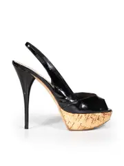 Black Patent Slingback Platform Heels