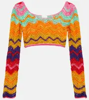 [Anna Kosturova] Anna Kosturova Chevron crochet crop top AU 14 multicoloured