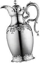 FytStycale Arabic Isolated Thermal Coffee Carafe, Vacuum Pot Water Jug ​​Ornaments Glassliner Teapots Heat Bubble for Homemade, Silver 20cmx20cm