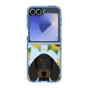 Galaxy Z Flip6 Impact Case Dachshund black and tan dog breed clear case transparent sunflower florals summer cell case iphone dog breed pet art