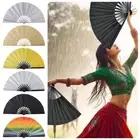 Foldable Bamboo Fan PVC Glitter Hand Fan for Line Dancing, Parties, and Events