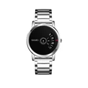 Men Luxury Fashion Watch Concise Round Dial Quartz Wristwatch Silver