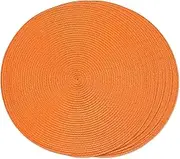 Heatunk Fall-Inspired Set of 4 Round Braided Placemats - 15 Inch, Woven, Washable, Non-Slip Table Mats for Dining Tables - Thanksgiving Table Decor-Orange