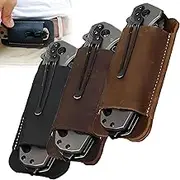 Retro Belt Carrying Leather Knife Scabbard Horizontally,Horizontal Knife Sheath for Belt,Well Made, Nice Leather, Easy and Quick Access to The Knife, Suitable for Most Folding Knives
