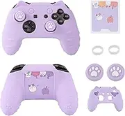 NANANINO Switch Pro Controller Skin, Cute Cat Paw Switch Pro Controller Skin with Switch Pro Controller Thumb Grip Caps and Stickers - Purple
