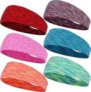 6 Pack Sports Headbands for Men Women Running Sweatbands Moisture Wicking Workout Headband for Running Yoga Cycling Fitness