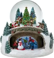 100MM Musical Rotating Christmas Village Snow Globe by San Francisco Music Box