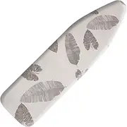 Sonicefit Ironing Board Cover Pad, 56x135cm Standard Ironing Board Pads with Elastic Edge & Fastener Strape, Scorch & Stain Resistant Cotton Ironing Covers with Thick Padding (Grey Leaves, 56x135cm)