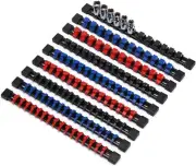 Socket Organizer Set 9PCS EMENTOL ABS Tray Holder 1/4 3/8 1/2 Inch Clips Kit