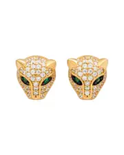Suzy Levian Silver CZ Panther Stud Earrings